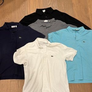 Lot of 6 Lacoste Classic Fit Polo Shirts 5 short sleeve 1 long sleeve.